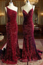 Mermaid Maroon Sequin Formal Dress