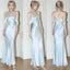 Mermaid Off The Shoulder Floor-Length Sleeveless Light Sky Blue Prom Dress