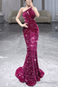 Mermaid One Shoulder Sequin Prom Dress Long Prom Dress