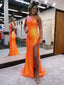 Mermaid One Shoulder Sequins Prom Dress With Tassels