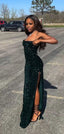 Mermaid Sequins Dark Green Prom Dress Long 22Th Birthday Outfits