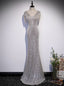 Mermaid Sequins V Neck Beading Prom Dress
