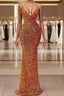 Mermaid Spaghetti strap Sequined Floor-length Sleeveless Elegant Prom Dress