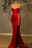 Mermaid Spaghetti strap Sweetheart Floor Length Sleeveless Sequined High Split Prom Dress