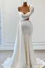Mermaid Strapless Beaded With Side Train Floor Length Sleeveless Prom Dress