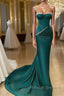 Mermaid Strapless Floor Length Sleeveless Open Back Prom Dresses