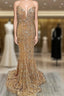 Mermaid Strapless Gold Sequin Prom Dress