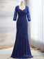 Mermaid Sweetheart 3/4 Sleeves Pleated Floor Length Chiffon Mother of the Bride Dress