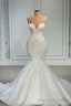 Mermaid Sweetheart Spaghetti strap Lace Floor Length Sleeveless Applique Beaded Wedding Dress