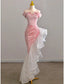Mermaid / Trumpet Prom Dress Prom Dresses Prom Floor Length Sleeveless Off Shoulder Tulle With Pearls Sequin