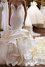 Mermaid V Neck Long Train Chiffon Lotus Leaf Hem Wedding Dresses