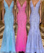 Mermaid V Neck Open Back Lace Long Prom Dresses Mermaid Prom Dresses