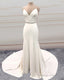 Mermaid V Neck Sweep Train Wedding Dresses Bow Sashes