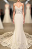 Mermaid V Neck Sweep Train Wedding Dress Lace Appliques