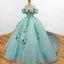 Mint Green Off Shoulder Court Train Quinceaera Dress