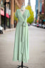 Mint Green Sheath Floor Length Short Sleeves V Neck Chiffon Bridesmaid Dresses