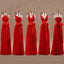 Mismatched Junior Chiffon Red Long A-Line Floor Length Bow Sash Cheap Maxi Bridesmaid Dresses,