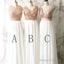 Mismatched Sequin Top White Chiffon Sleeveless Long Column Bridesmaid Dress For Wedding