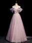 Modern Pink Tulle Sequins Beading Prom Dress