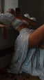 Modest 2 Pieces Sequin White Formal Prom Dress 22Th Birthday Outfit