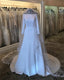 Modest 3/4 Sleeves White Satin Royal Wedding Dress