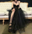 Modest A-Line Straps Black Lace Prom Dress
