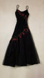 Modest Black Prom Dress Long With Flowers 22Th Birthday Outfits