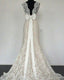 Modest High Neck Lace Mermaid Wedding Dresses Bow Back