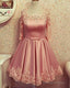 Modest Homecoming Dress Lace 3/4 Sleeves