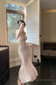 Modest Mermaid Spaghetti Straps Pink Ankle Length Prom Dresses