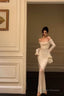 Modest Sheath Off The Shoulder Long Sleeves Lace Prom Dress
