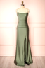 Modest Sheath Olive Green Backless Prom Dress Long Prom Graduation Prom Dresses Prom Dresses