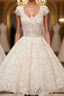 A Line Scoop Lace Short Prom Dress Cap Sleeves Homecoming Dress