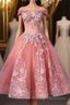 A Line Off-Shoulder Short Prom Dress Appliques Sweet 16 Gown