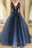 Navy Ball Gown Wedding Dress Prom Gown