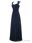Navy Blue Chiffon Floor Length A Line Bridesmaid Dress