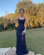Navy Blue Sequin Prom Dress Long Mermaid Cross Back Prom Dress