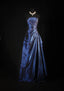 Navy Blue Vintage Elegant Fashion Ball Gown Off Shoulder Long Satin Prom Dress Evening Dress Party Dress
