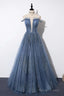 New Arrival Sequins Tulle Off-The-Shoulder Floor Length Prom Dresses