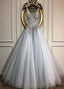 New! Tulle V-Neck A-Line Wedding Dresses With Beadings