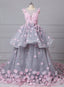 O-Neck Sleeveless Ball Gowns Handmade Flowers Wedding Dresses