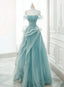 Off Shoulder Lace-up Formal Dress,Blue Birthday Dress Pretty Prom Dress