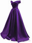 Off Shoulder Satin Simple Sweetheart Long Prom Dress, A Line Prom Dress Formal Dress