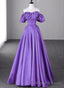 Off Shoulder Satin Sweetheart Lace-up Prom Dress, Satin Simple Long Prom Dress