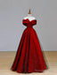 Off Shoulder Sweetheart Satin Long Prom Dresses A-Line Floor Length Prom Dresses