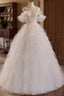 Off Shoulder Tulle Lace Light Champagne Long Prom Dresses Light Champagne Sweet 16 Dresses