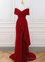 Off Shoulder Wine Red Long Prom Dresses A-Line Wine Red Prom Dresseses