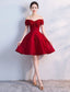 Off Shoulder Wine Red Short Beaded Homecoming Dress, Short Prom Dress, Graduation Party Dress