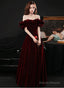 Off Shoulder Wine Red Velvet A-Line Prom Dresses Wine Red Prom Dresses