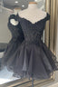 Off The Shoulder Black Short Prom Dresses Homecoming Dresses